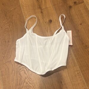 White Ribbed Women's Crop Top
